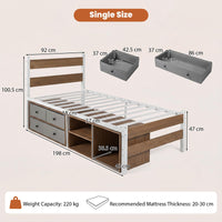 Giantex Single Size Metal Bed Frame w/3 Drawers & Storage Cubes, Industrial Platform Bed