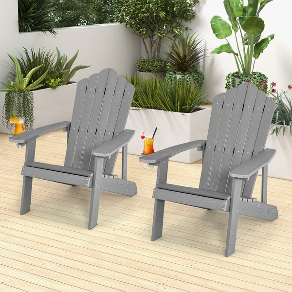 All-Weather Adirondack Chair with Cup Holder for Patio