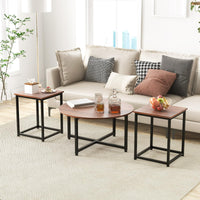 ound Coffee Table and 2PCS Square End Tables with Heavy-Duty Metal Frame