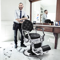 Vintage Barber Chair with Hydraulic Pump & Adjustable Height