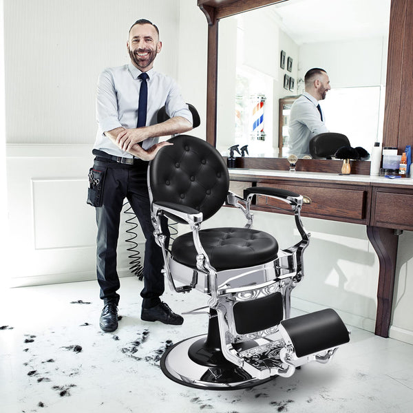 Vintage Barber Chair with Hydraulic Pump & Adjustable Height