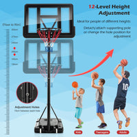 Basketball Hoop Stand, Rim Height Adjustable 4.25ft - 10ft, 44" Backboard, Basketball Stand System with Net