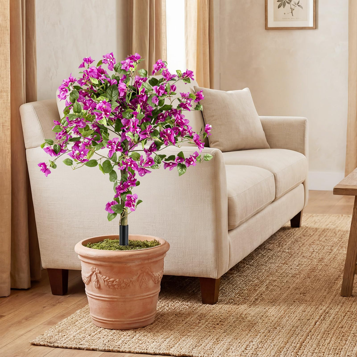 Giantex 2 Pack Bougainvillea Artificial Trees with PE Trunks & Ground Spike
