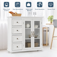Giantex Buffet Sideboard, Kitchen Storage Cabinet w/ Clear Glass Doors, Dining Storage Sever (White)