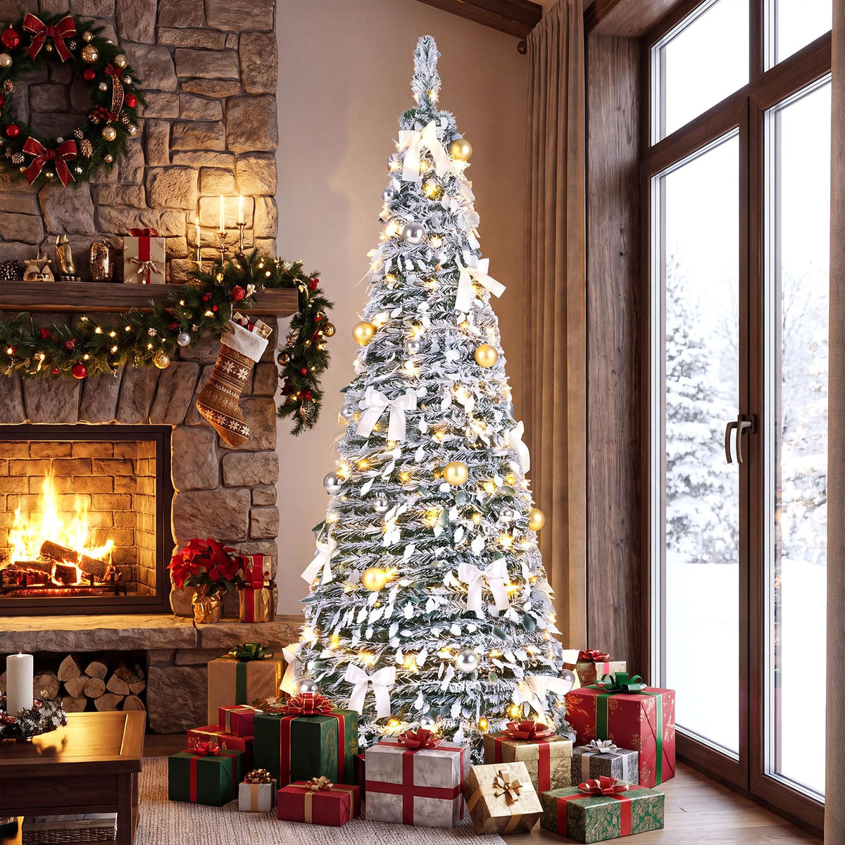 180cm Pre-Lit Pop Up Christmas Tree w/ 140 Warm White LED Lights