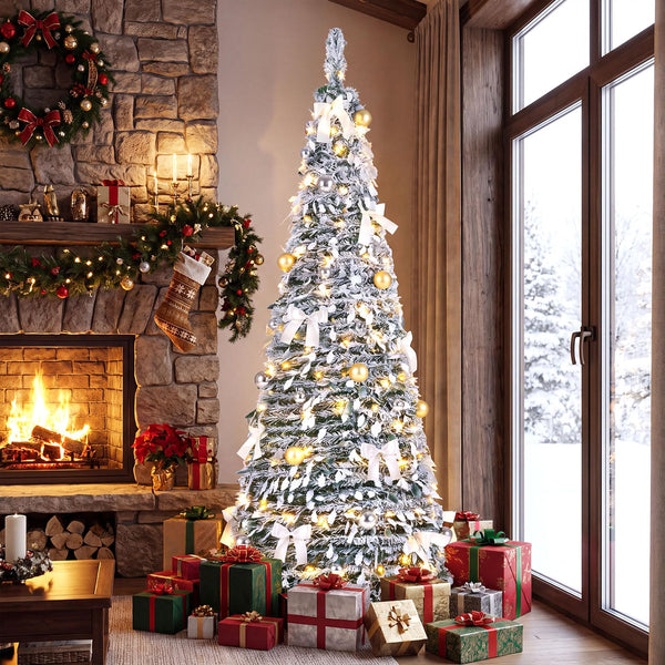 150/180cm Pre-Lit Pop Up Christmas Tree w/ 140 Warm White LED Lights