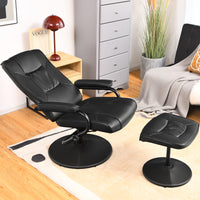 360° Swivel Recliner & Ottoman Set Faux Leather Lounge Chair Home Office