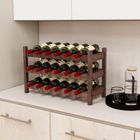 Giantex 3-Tier Bamboo Wine Rack, 18-Bottle Tabletop Wine Holder