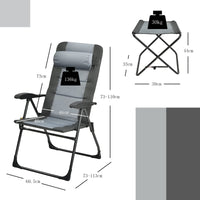 4PCS Patio Dining Chairs & Ottoman, Folding Recliner Chair W/ 7-Position Adjustable Backrest