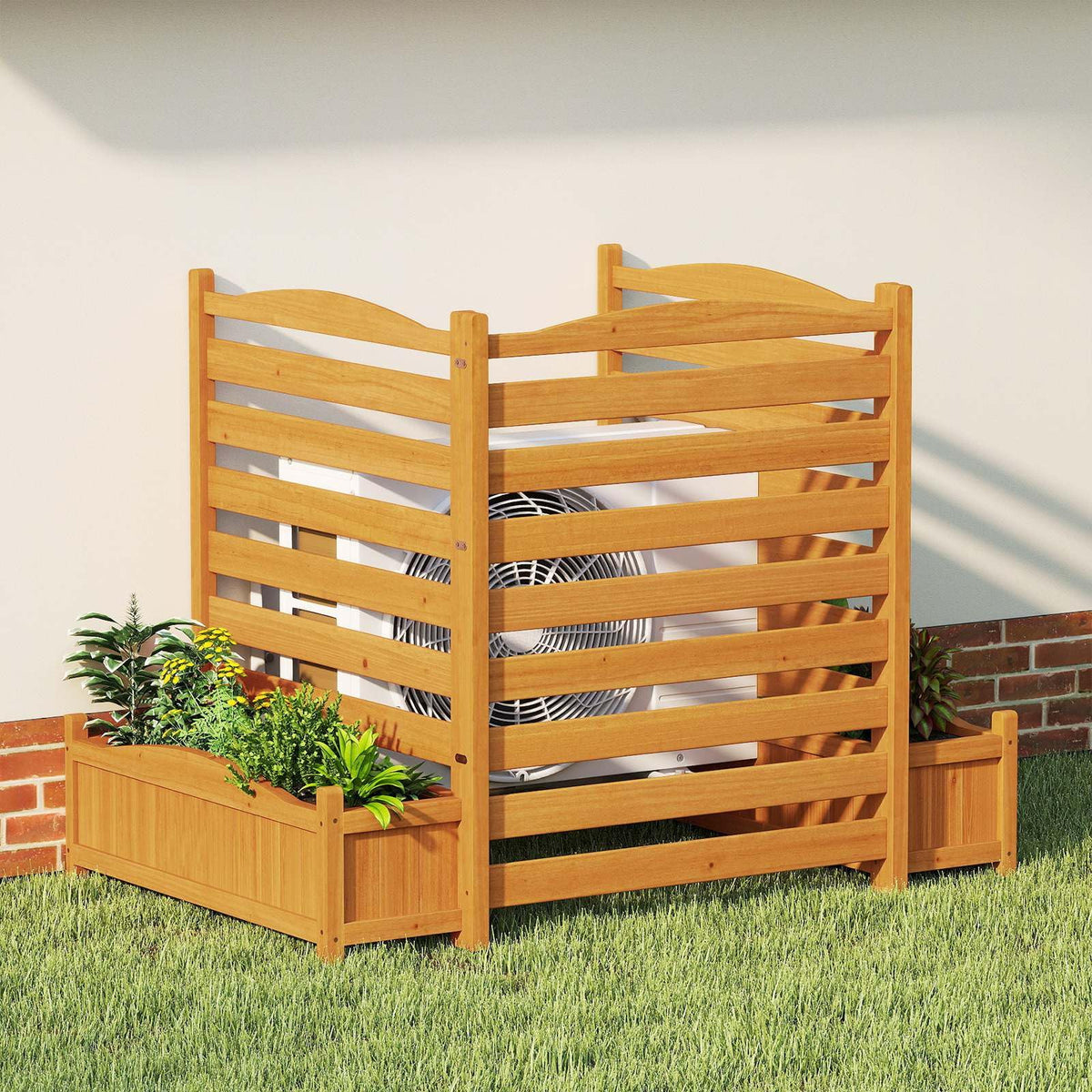 Air Conditioner Fence with Planter Box and No-Dig Kit