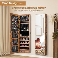 Mirror Jewelry Armoire, Wall Mounted/Over Door Jewelry Organizer