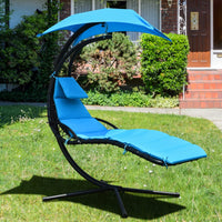 Hanging Lounger Chair with Canopy & Cushion Built-in Pillow