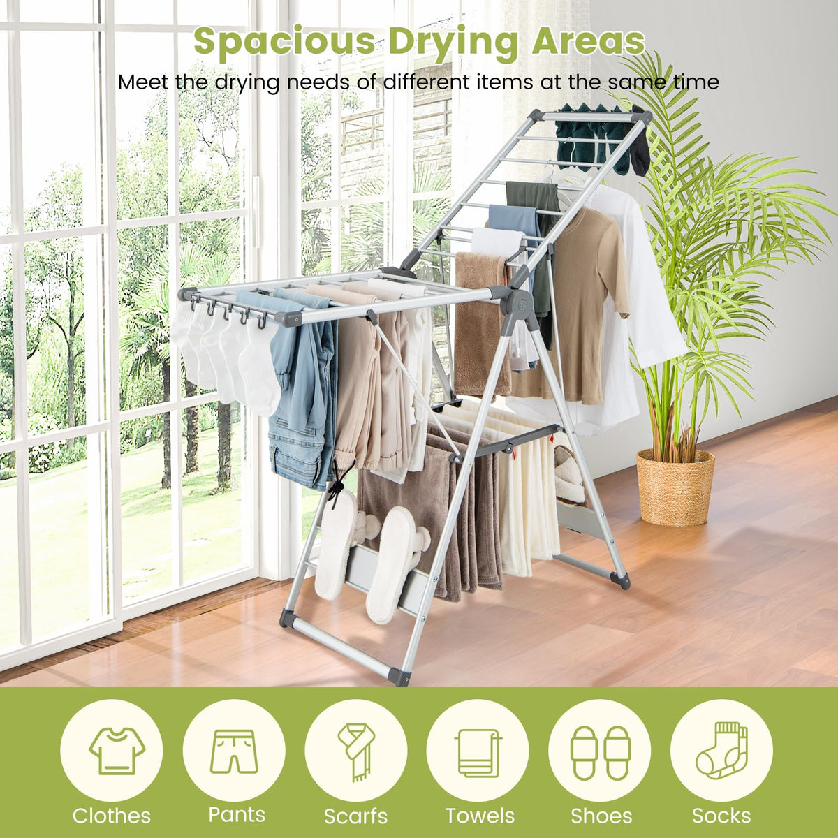 Giantex Clothes Drying Rack, 2-Layer Folding Laundry Drying Rack ...