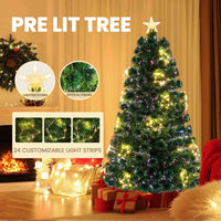 Pre-Lit Artificial 1.5M 1.8M Optical Fiber Christmas Tree with Star String Lights