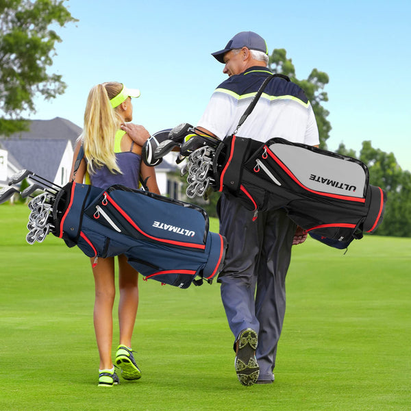Golf Cart Bag, Lightweight & Portable Golf Club Bag w/ 14-Way Dividers & 8 Zippered Pockets Including Cooler Bag & Waterproof Pockets