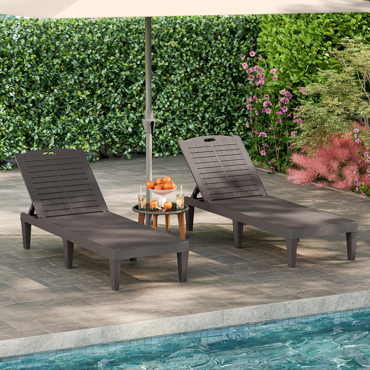 Chaise Lounge Chairs Set of 2 with 4-Position Adjustable Backrests