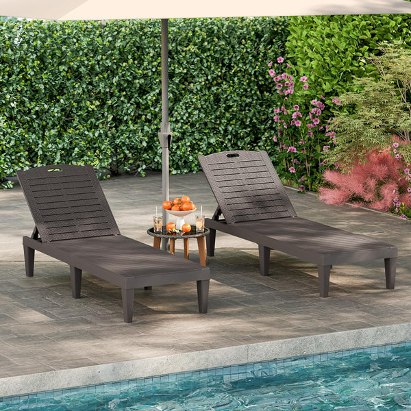 Chaise Lounge Chairs Set of 2 with 4-Position Adjustable Backrests