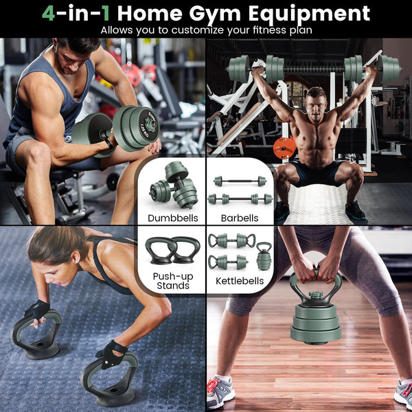 20 kg Adjustable Weight Dumbbell Set with 4 Modes for Home Gym Fitness Exercise
