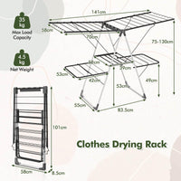 2-Tier Foldable Clothes Drying Rack Clothing Laundry Rack Airer Dryer Stand