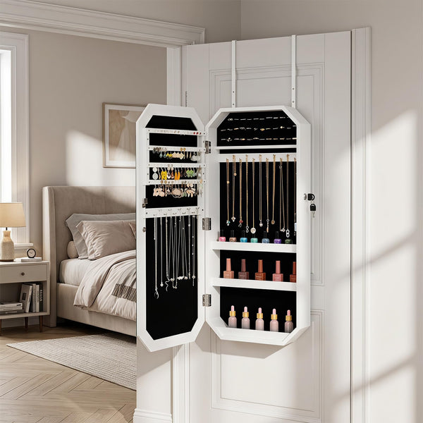Lockable Full-Length Mirror Jewelry Cabinet