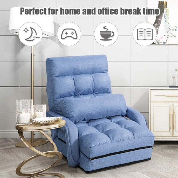 Folding Floor Sofa Bed, Adjustable Lounger Floor Sofa, Padded Floor Recliner Chair