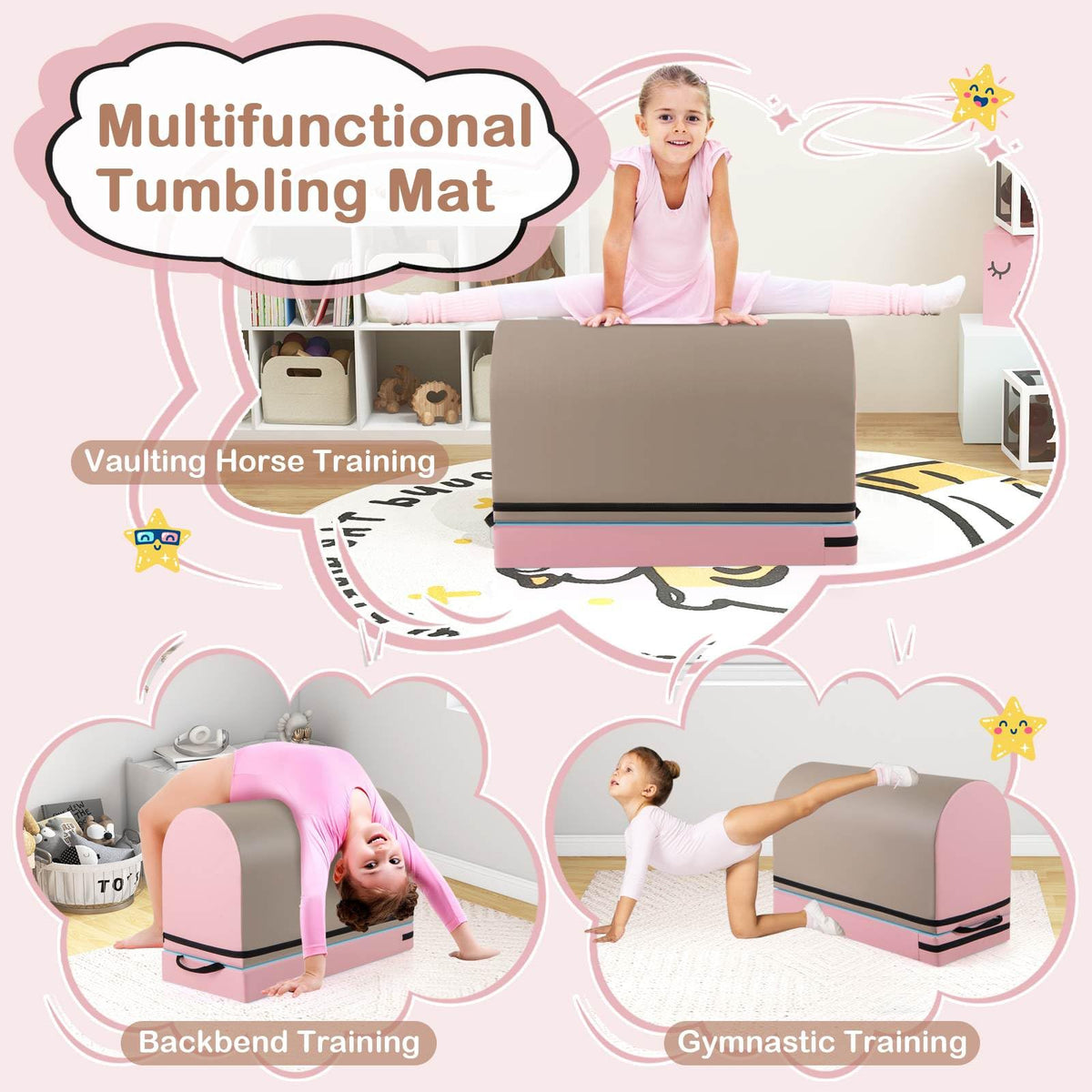 Mailbox Tumbling Aid Trainer Gymnastics Vaulting Box with Detachable Mat