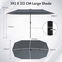 3.9 m Large Patio Umbrella w/LED Solar Lights