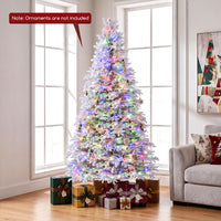 180cm Pre-Lit Artificial Christmas Tree with Snow Flocked Branch Tips