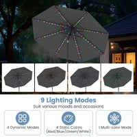 3 m Solar Patio Umbrella w/ 96 LED Lights, 9 Modes