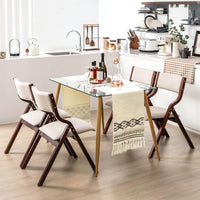 Giantex Folding Dining Chair Set of 2, Wooden Upholstered Dining Chairs