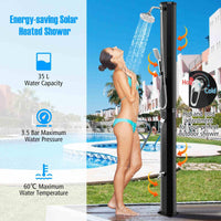 35 L Solar Heated Outdoor Shower with 360 Swivel Shower Head