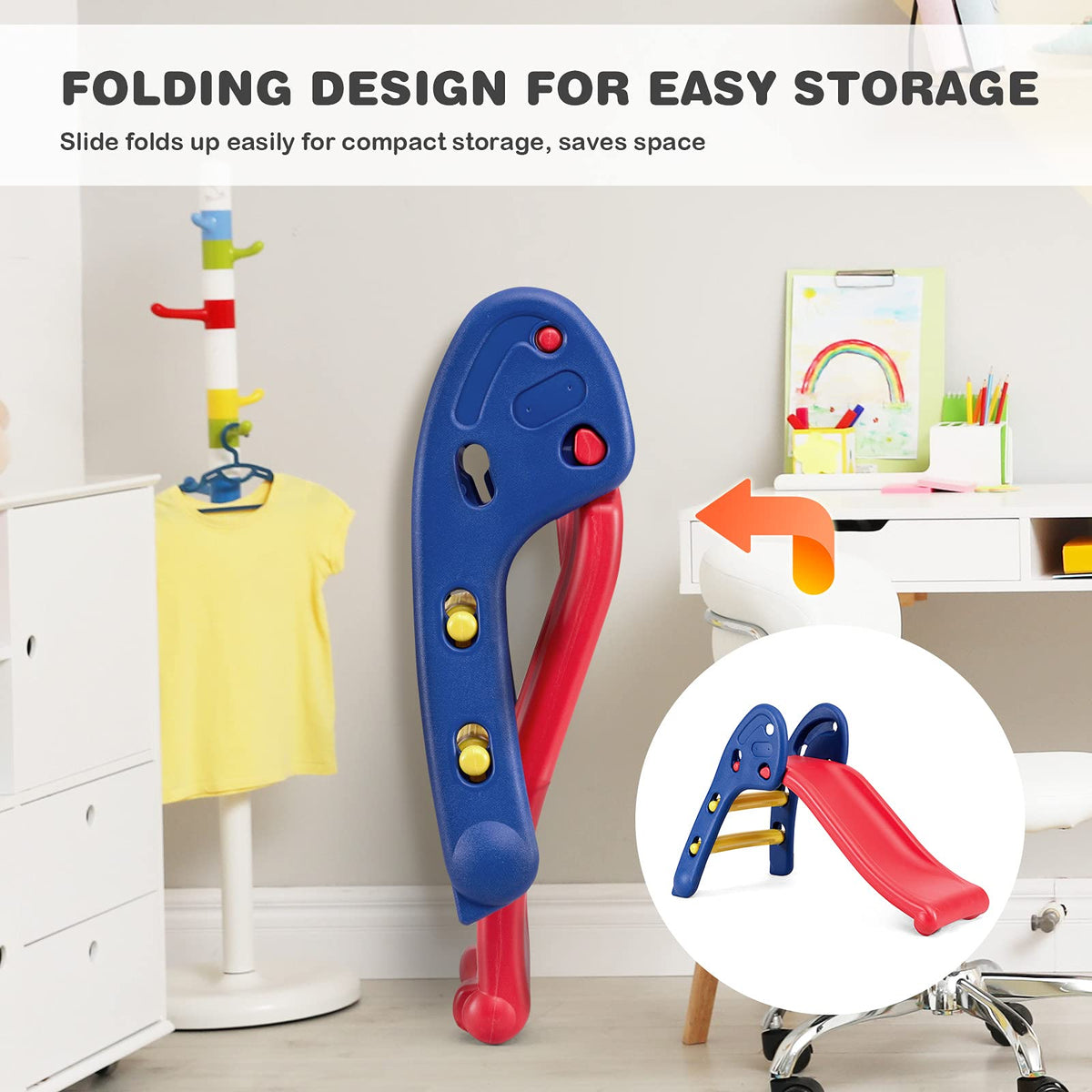 Kid Folding Sliding w/Triangle Structure, Indoor & Outdoor Easy Set Up