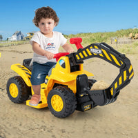 6V Kids Ride On Excavator, Multifunctional Construction Car w/Storage, Horn & Sound Effects