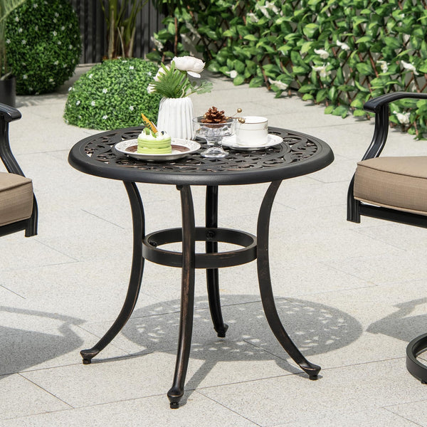 Cast Aluminum Patio Table, 60 CM Outdoor Round Side Table