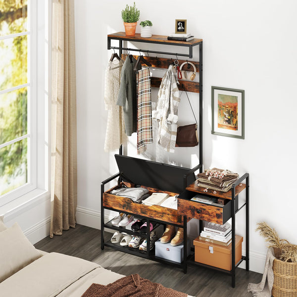 Giantex Hall Tree with Shoe Storage Bench, 178 cm Freestanding Coat Rack