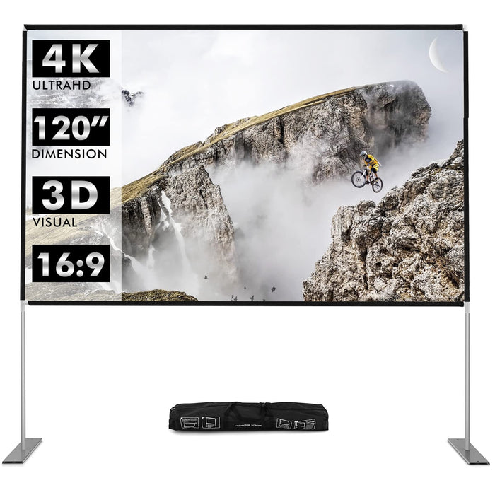 120" Projector Screen with Stand, Projector Screen with 160° Viewing Angle, Premium Fabric