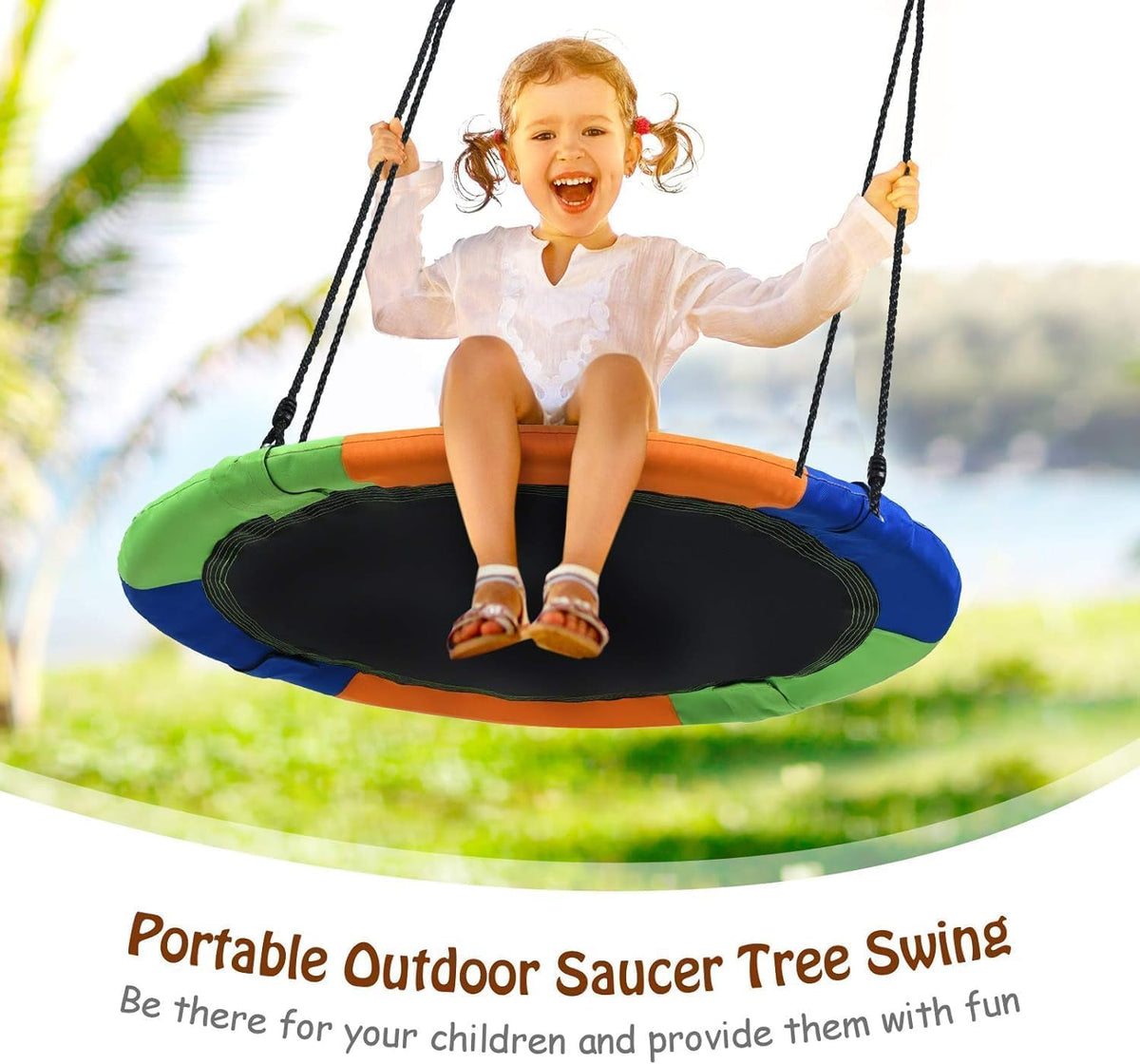 100 cm Flying Saucer Tree Swing for Kids, Play Swing
