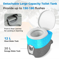 Portable Toilet, Outdoor Camping Toilet with 20L Detachable Waste Tank & Flush Pump