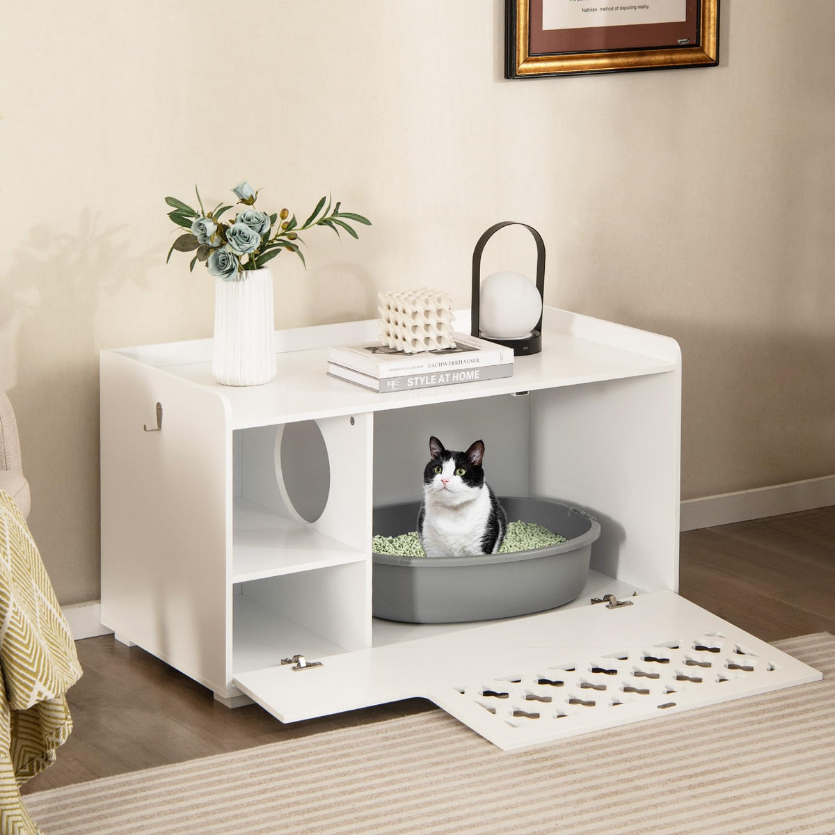 Cat Litter Box Enclosure, Cat Litter Box Bench, Storage Cabinet