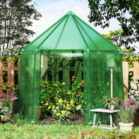 198 x 172 x 190cm Walk-in Greenhouse with PE Cover for Winter