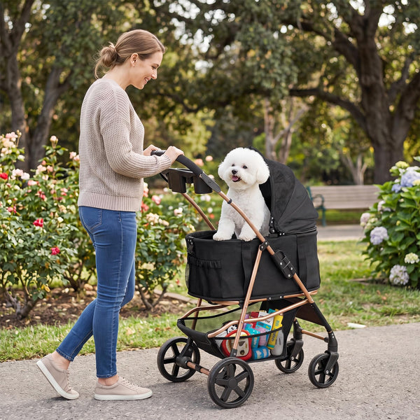 3-in-1 Pet Stroller for Dogs with Detachable Carrier and Cup Holder