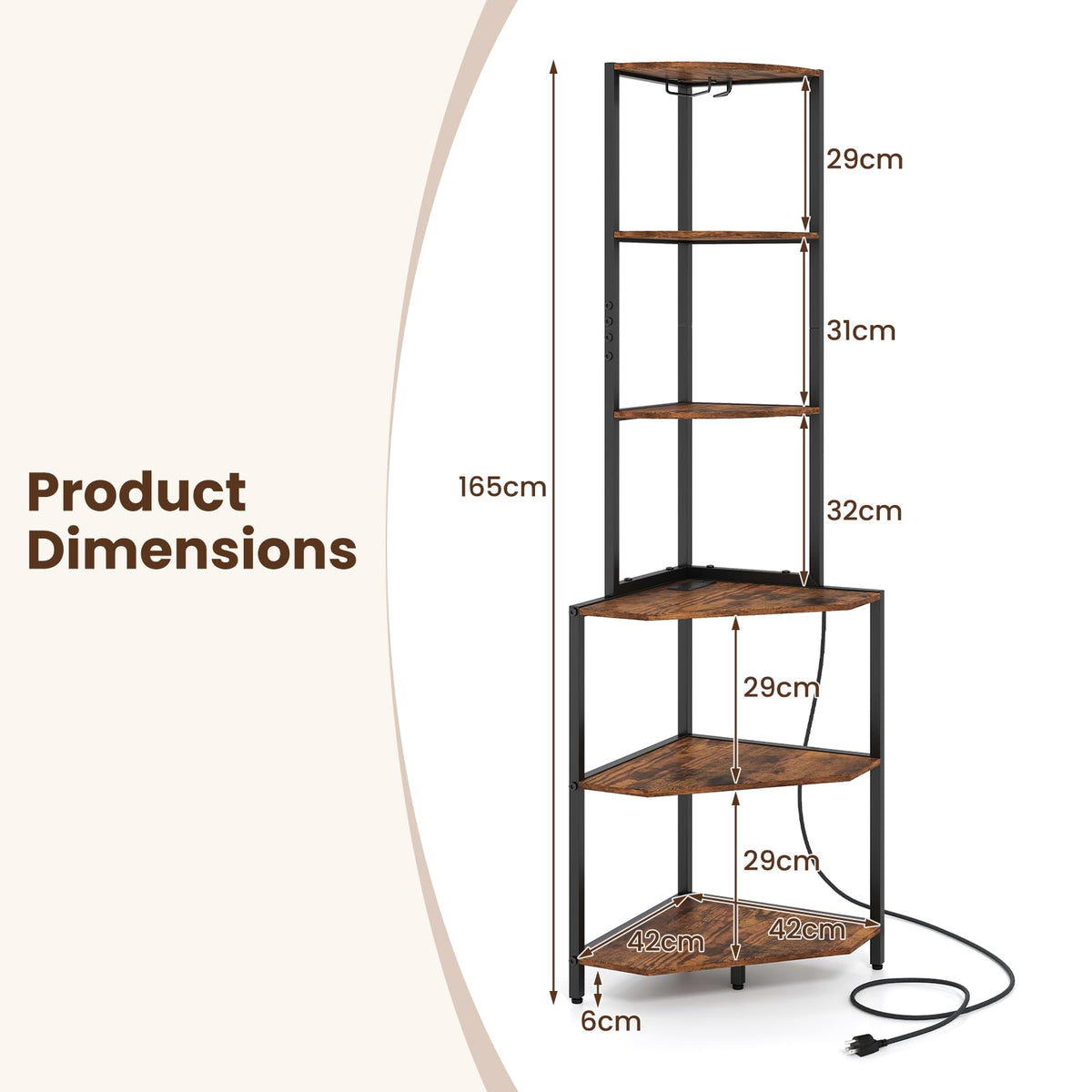 Giantex 6-Tier Corner Shelf with Charging Station