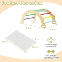 4-In-1 Wooden Kids Climber Arch Rocker with Cushion Montessori Toy