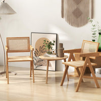 Giantex Rattan Accent Chairs Set of 2, Mid Century Modern Dining Chairs with Natural Bamboo Frame