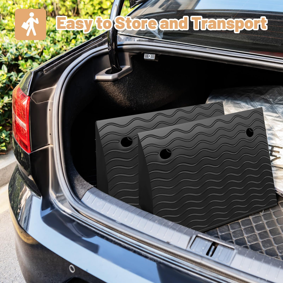 Curb Ramp Set Curb Ramp 2 Pack, 12/13cm Raised Height Rubber Threshold Ramps Set ...