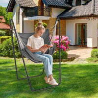 Hammock Chair with Stand and Side Pocket for Living Room