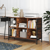 6 Cube Bookcase 110cm Wide Horizontal Bookshelf with Heavy-Duty Metal Frame