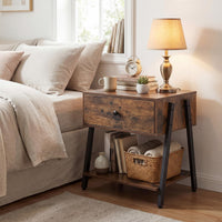 Giantex Industrial Nightstand with Drawer, Bedside Table