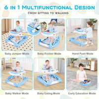 6 in 1 Baby Walker & Activity Center with Adjustable Height and Removable Music Tray