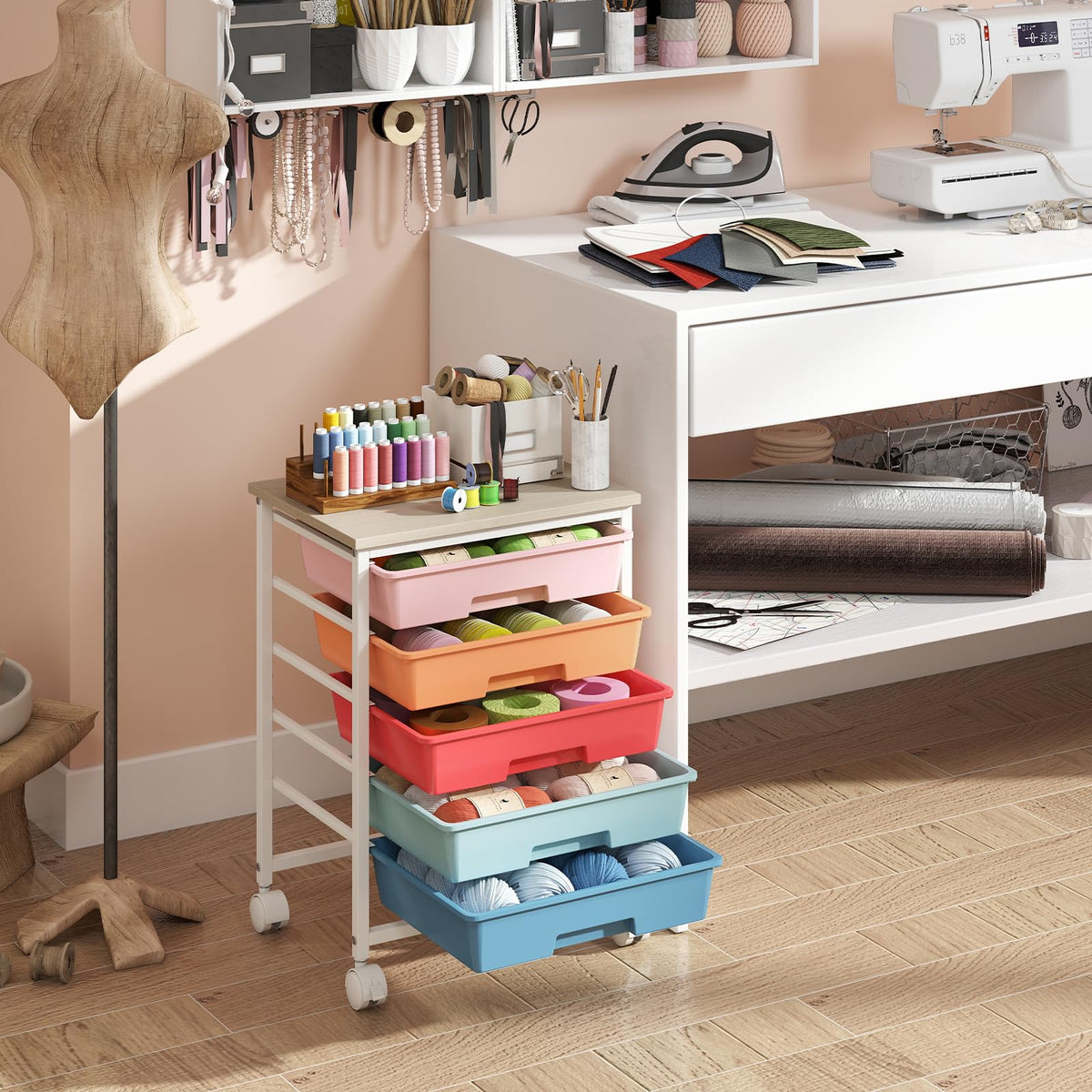 Giantex Rolling Cart with 5 Drawers